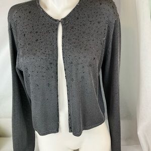 Liz Claiborne NWT Gray Cardigan Open Front Size 16, Shimmery, Org $158, Classy